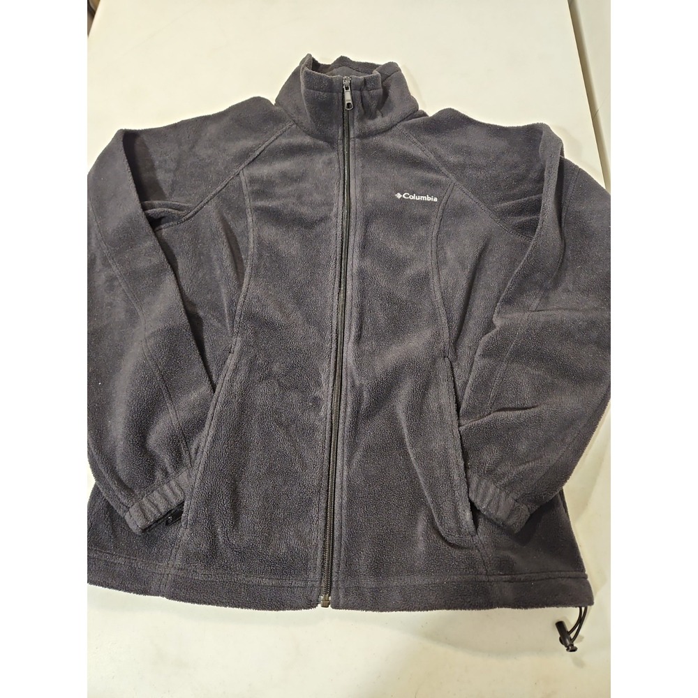 Columbia Fleece Jacket Womens Medium Black Full Zip Fleece 100% Polyester(759